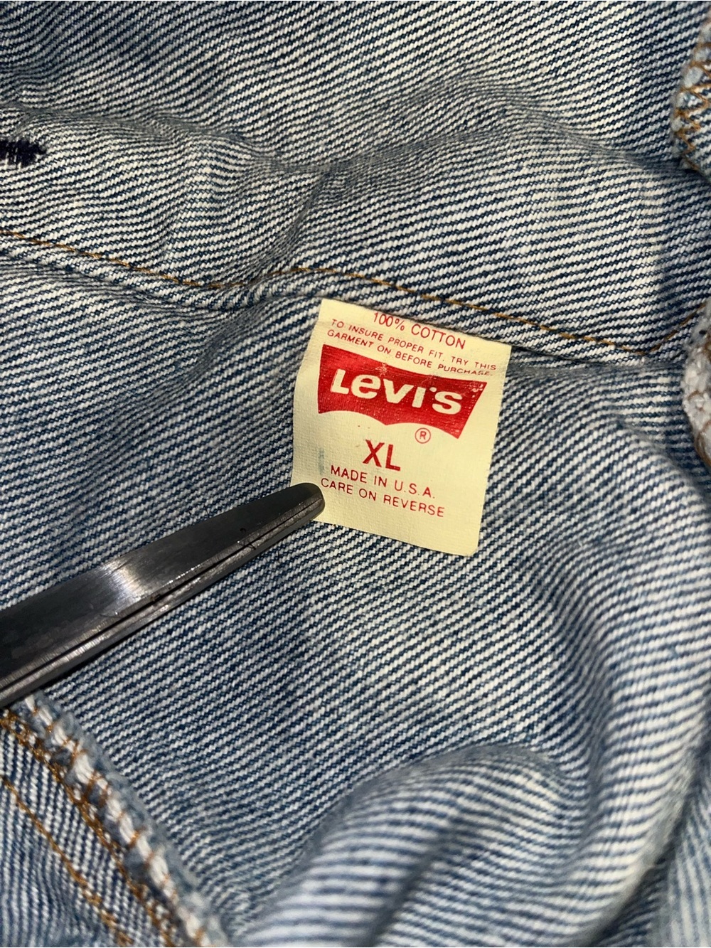 Vintage 70s Levi's Type 3 Blue Denim Trucker Jacket USA Made Mens Size XL - Picture 7 of 7